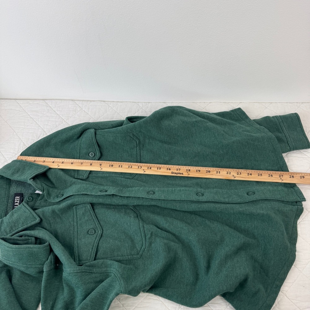 LAZER Mens Relaxed Fit Fleece Shirt Jacket Deep Emerald ML71219 Green Shacket L - Picture 7 of 14